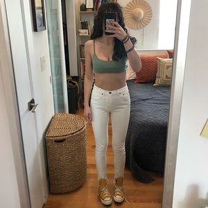 GRLFRND white raw hem jeans 🕊🤍